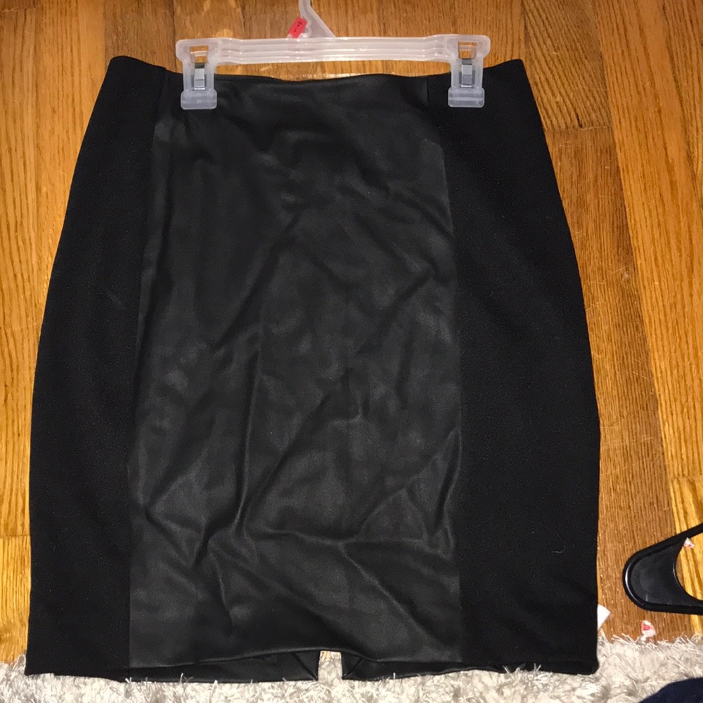 Express Black pleather high waisted skirt.